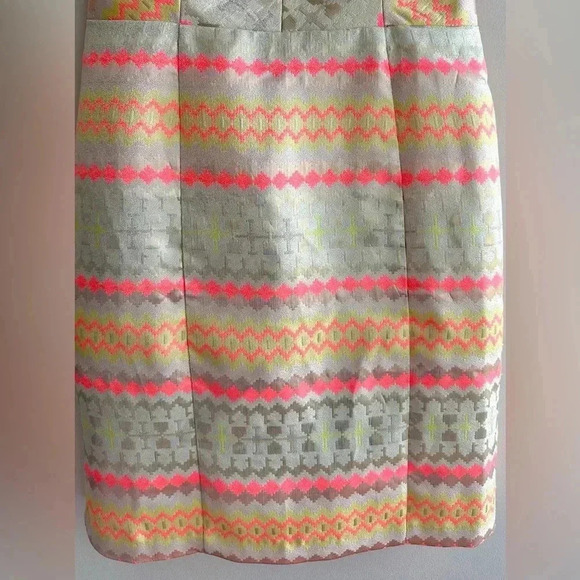 Minuet Aztec Print Neon and Gold Cocktail Dress, Open Back Dress, Medium - Picture 4 of 16